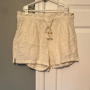 Hang Ten Women's Light Cream Drawstring High-Waist Shorts